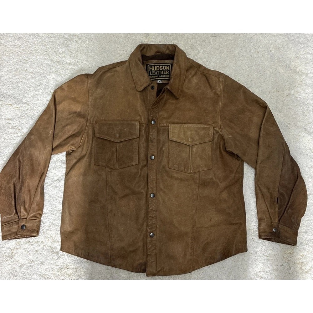 Hudson Leather Genuine Leather Mens Brown XL Fast Shipping